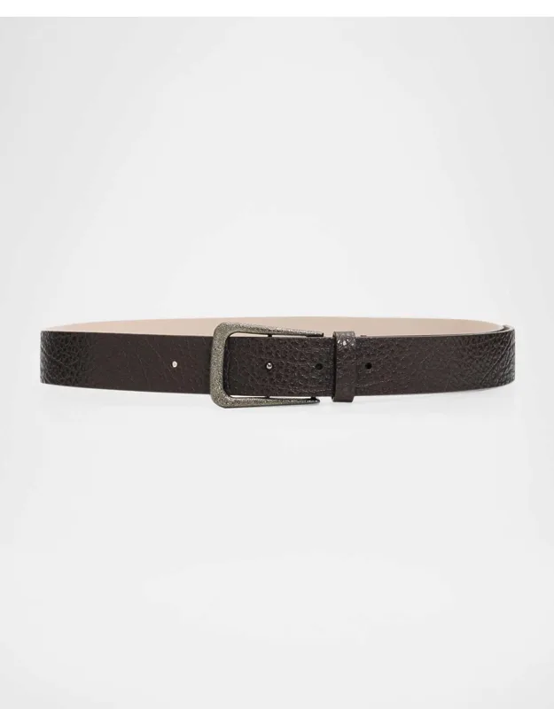 Lizard-effect Leather Belt