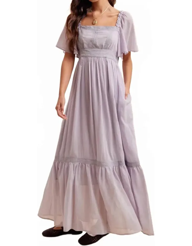 Lace Flutter Sleeve Maxi Dress