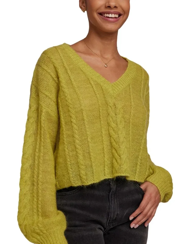 V-neck Cropped Mohair & Wool-blend Sweater