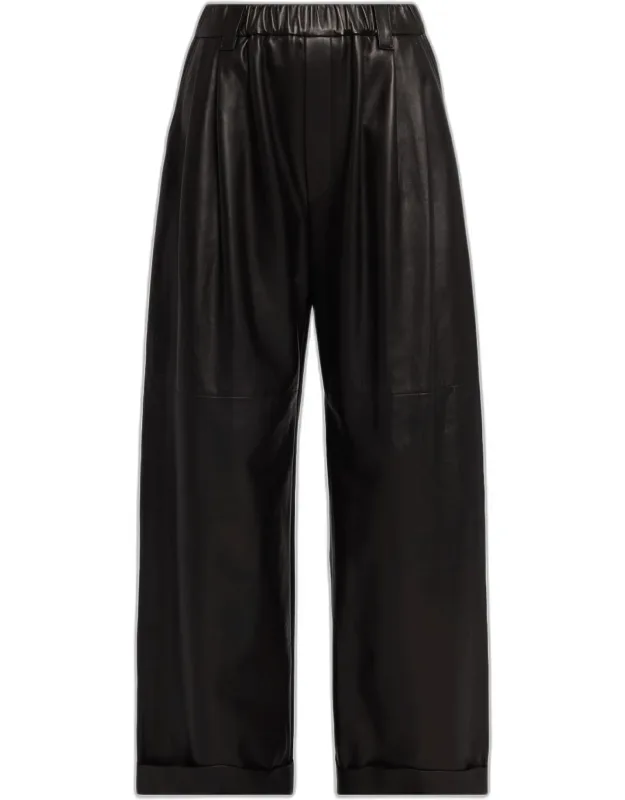 Leather Wide-leg Pants