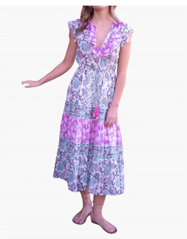 Midi Dress In Mixed Prints