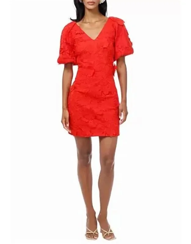 Puff Sleeve 3d Mini Dress