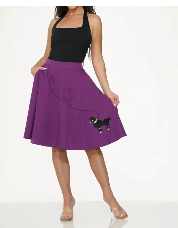 Embroidered Poodle Swing Skirt