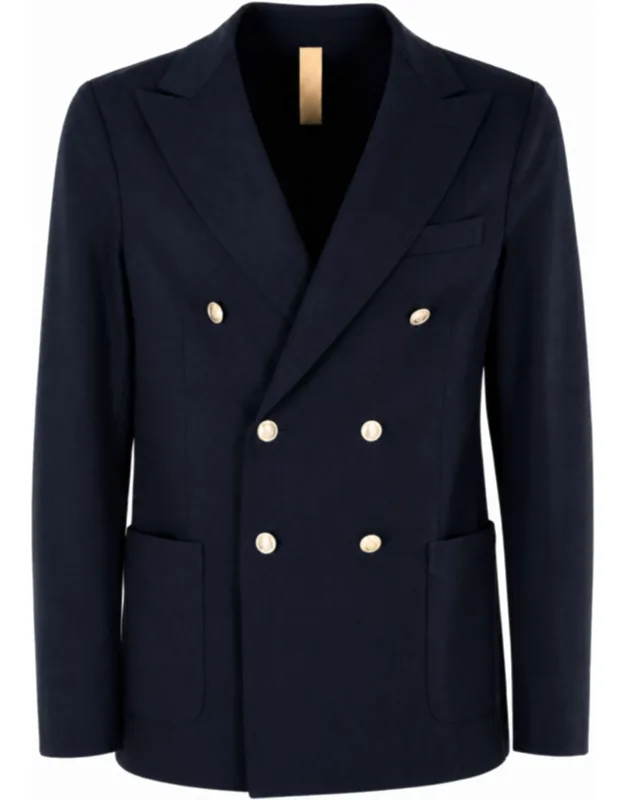 Double-breasted Patch Pocket Cotton-blend Blazer