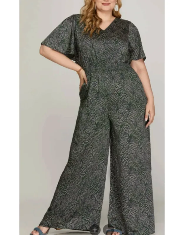 Flounce Sleeve Wide Leg Jumpsuit