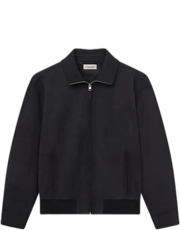 Suede Full-zip Bomber Jacket