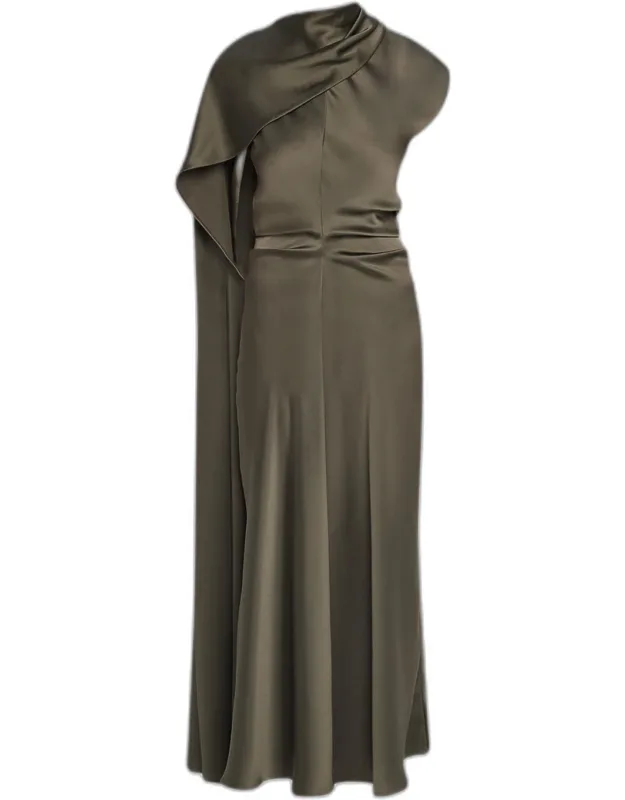 Draped Mock-neck Midi Dress