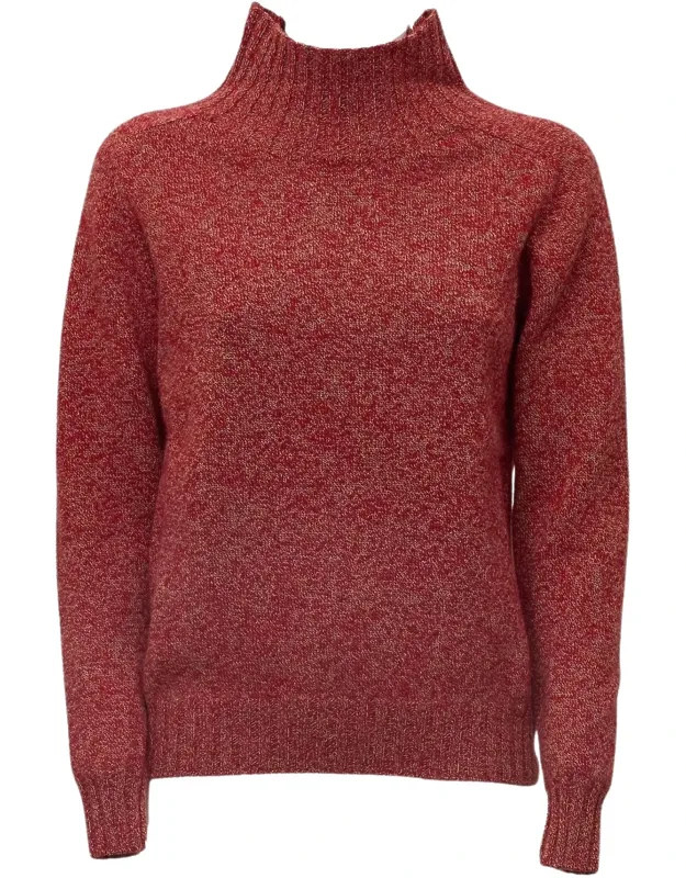 Heathered Ribbed High-neck Sweater