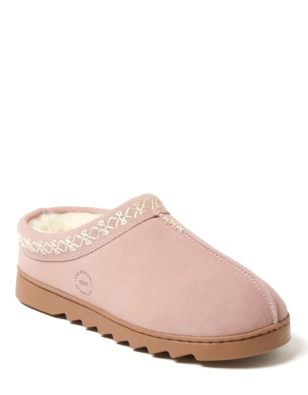Doreen Genuine Suede Clog Slipper With Embroidery