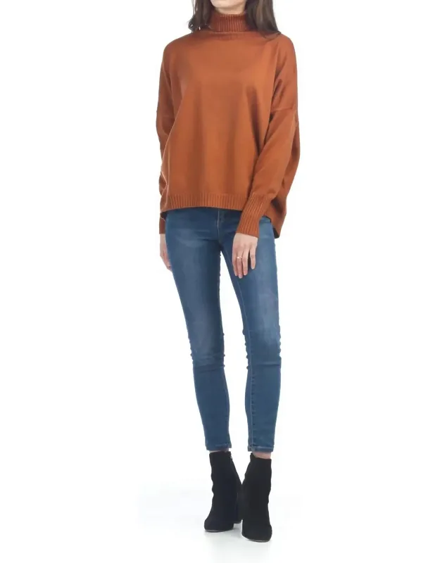 Turtleneck Sweater With Ribbed Detail