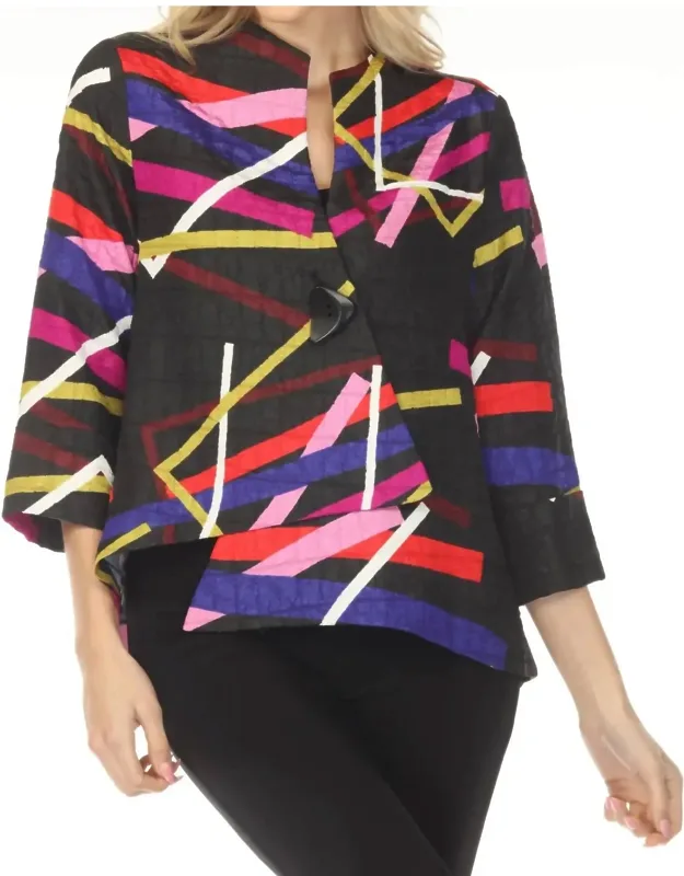Abstract Textured Trapeze Jacket
