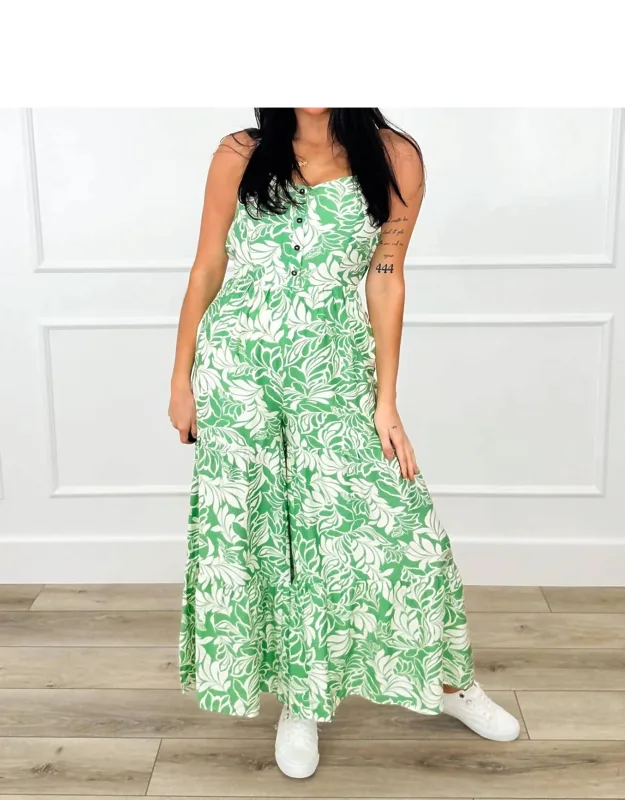 Floral Leaf Print Jumpsuit