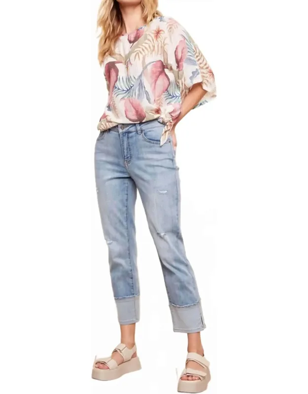 Cuffed Hem Crop Jeans