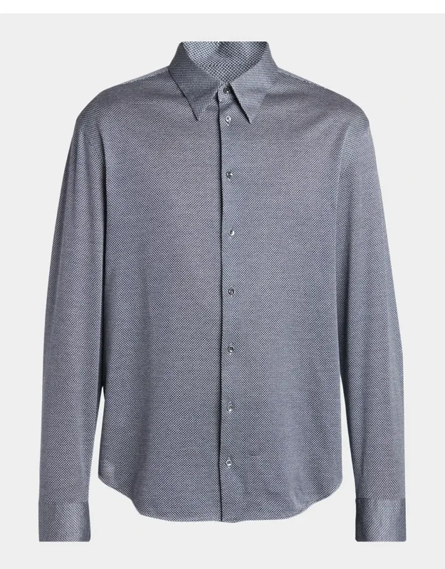 Silk-blend Micro-chevron Button-down Shirt