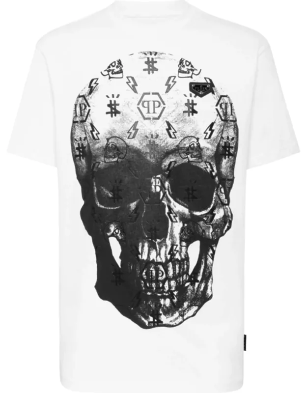 T-shirt With Round Neck And Skull Print