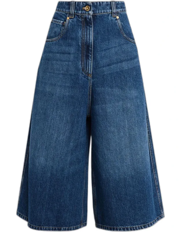 Baggy Cropped Denim Trousers