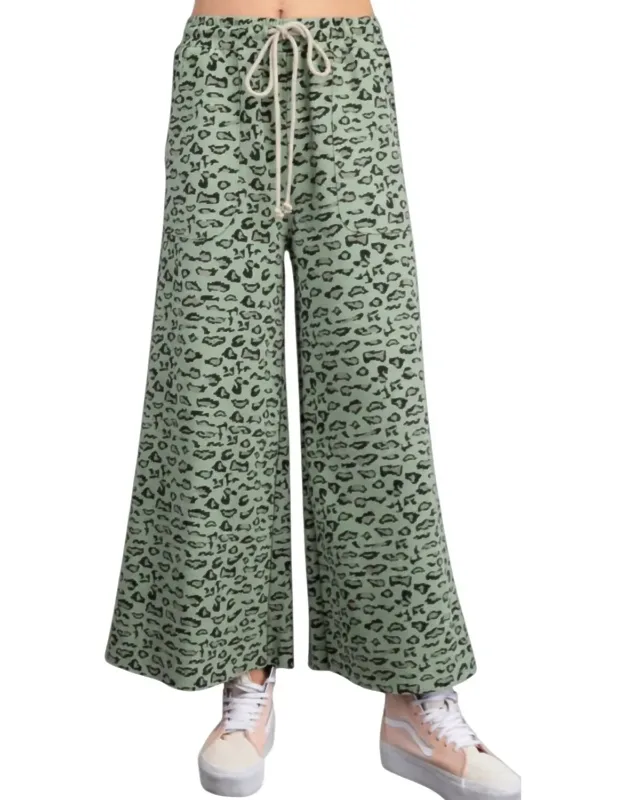High-rise Cotton Wide Leg Leopard Pants