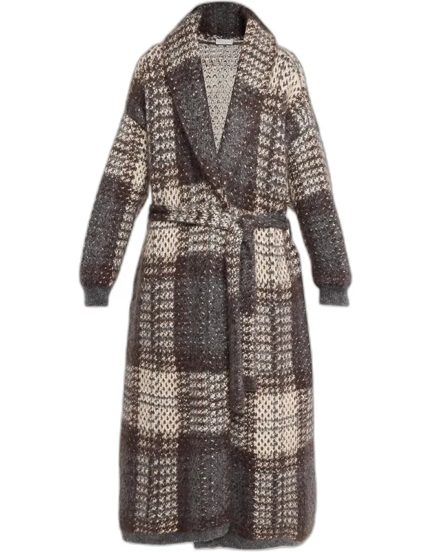 Tartan Double-knit Long Coat