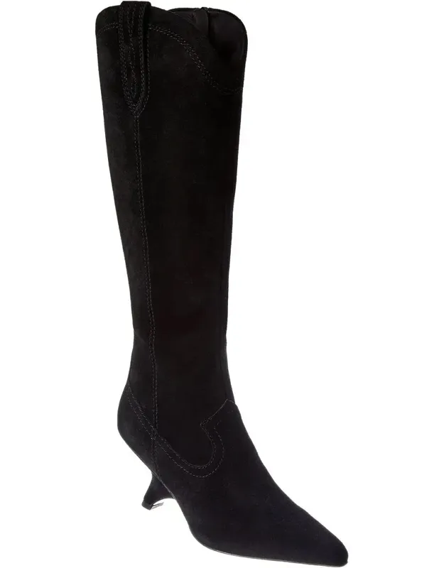 Shadow Suede Western Knee-high Boots