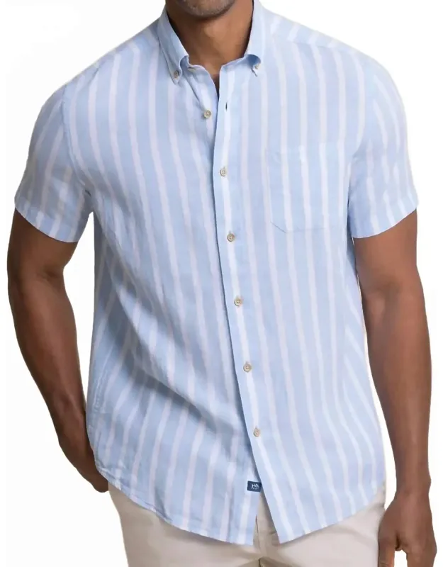 Linen Rayon Smock Stripe Sport Shirt