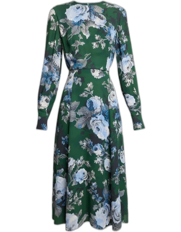 Floral Crepe A-line Midi Dress