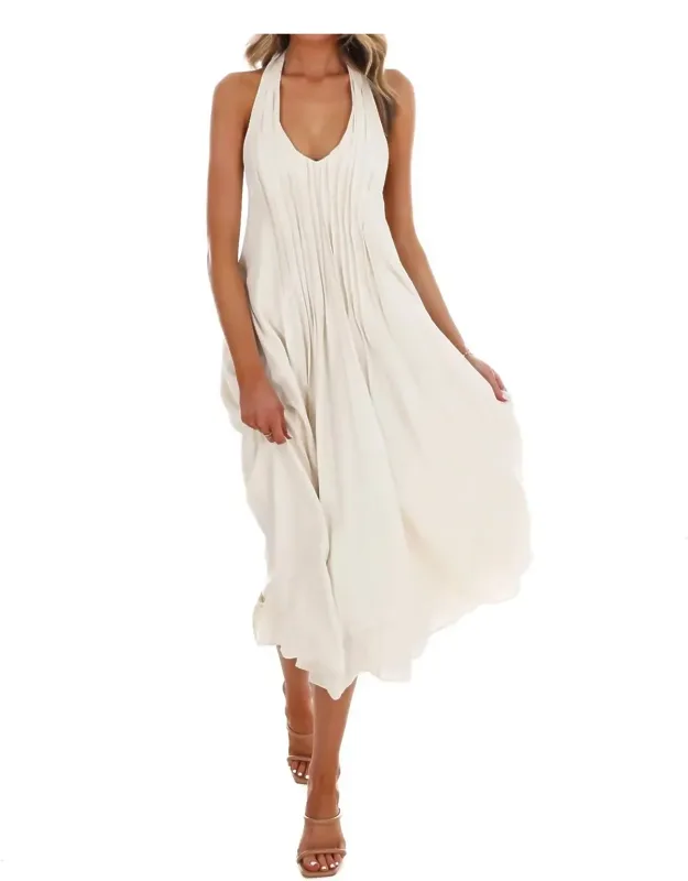 Softly Flowing Halter Midi Dress