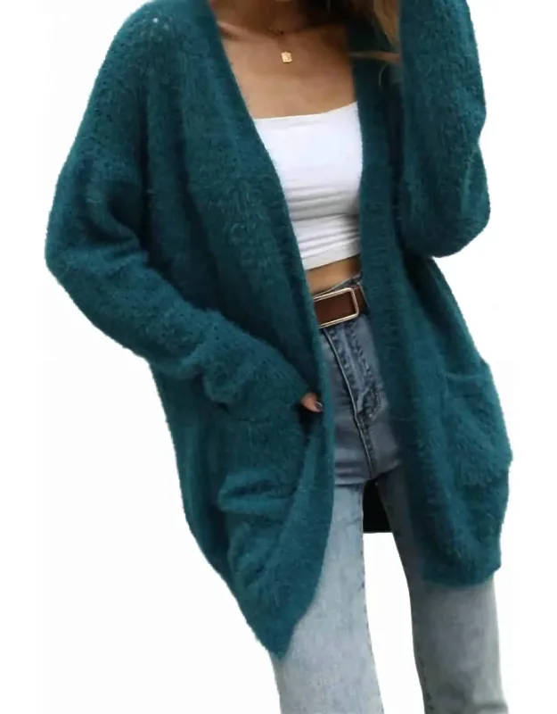 Fuzzy Eyelash Cardigan Sweater