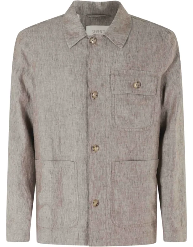 Flap Pocket Button Placket Linen Casual Shirt