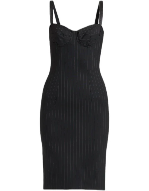 Sleeveless Pinstripe Bustier Dress