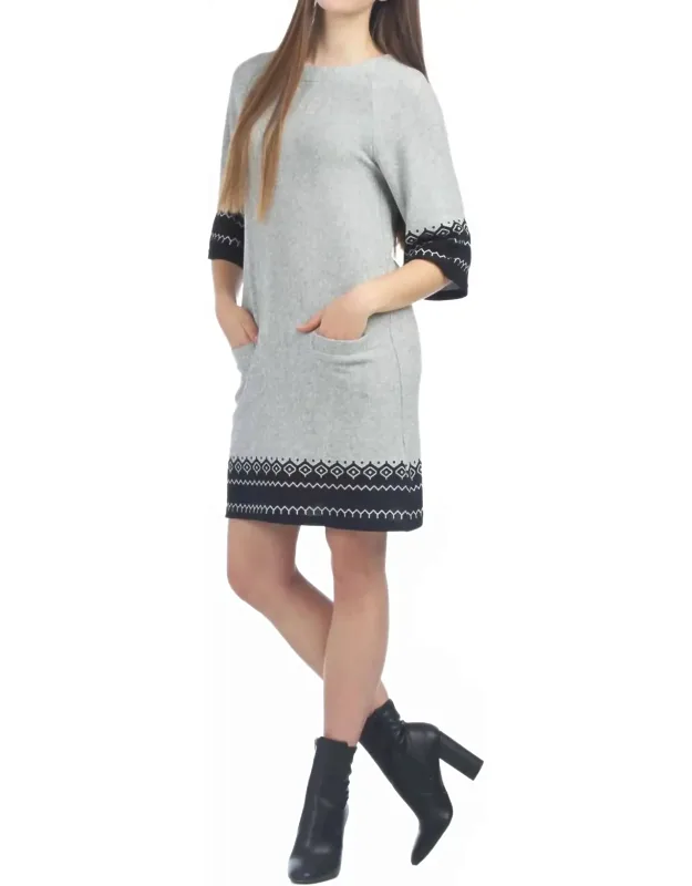 Geo Border Print Sweater Dress