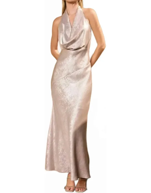 Too Precious Luxe Metallic Foiled Satin Maxi Dress