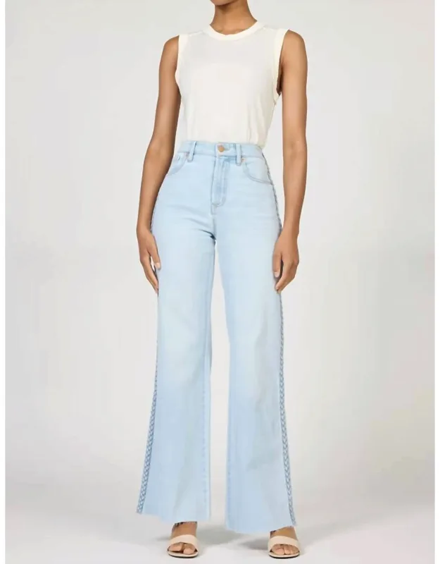 Fiona High Rise Wide Leg Jeans With Side Seam Braid