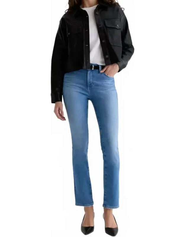 Mari Mid Rise Slim Straight Jeans With Quartzblue Stretch Denim And Flattering Silhouette
