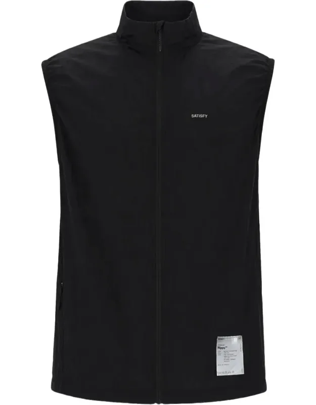 Sleeveless High-collar Zippered Nylon Jacket
