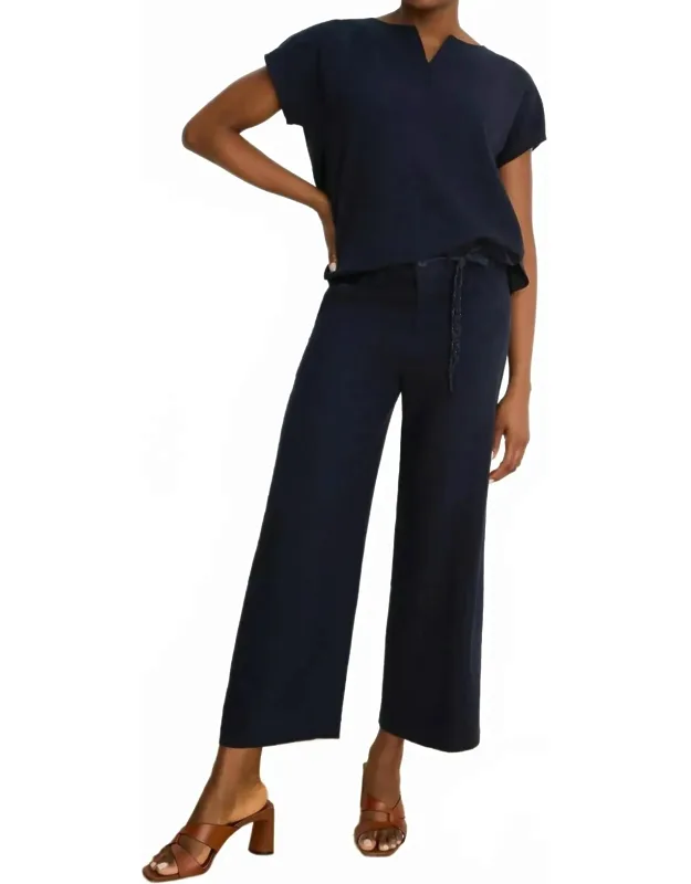 Eliot Wide Leg Rumba Linen Belted Crop Pants
