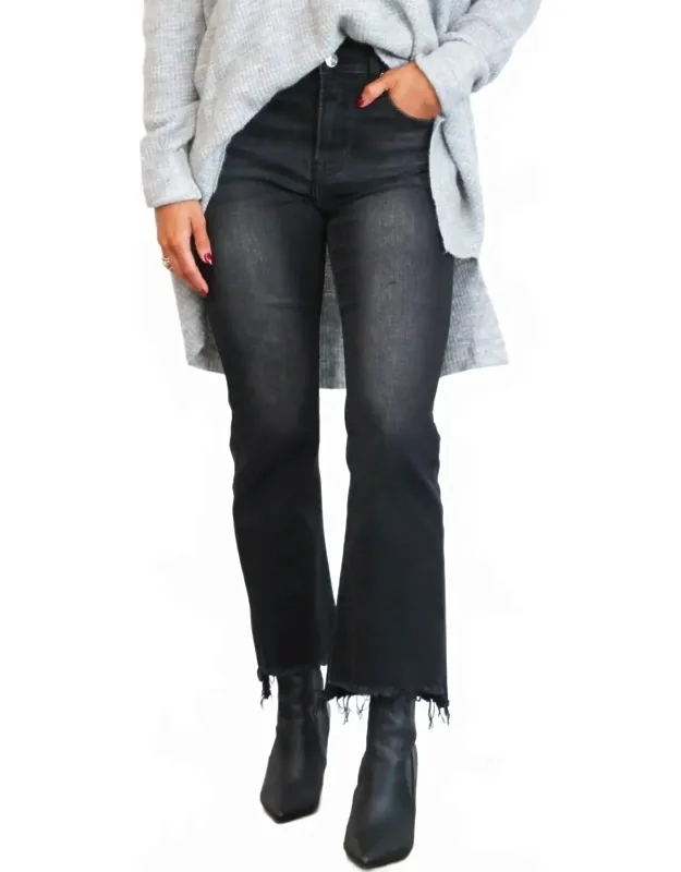 High Rise Distressed Hem Jeans