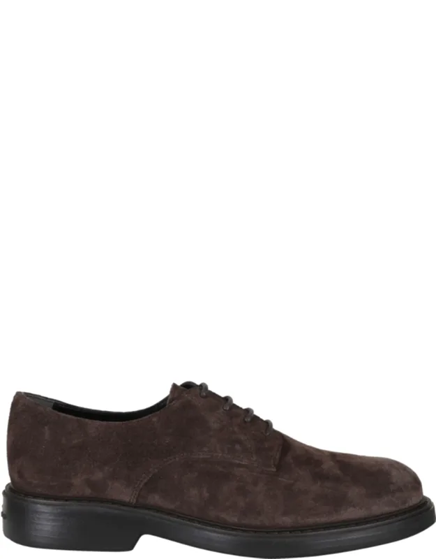 Embossed Logo Suede Rubber Sole Lace-up Shoes
