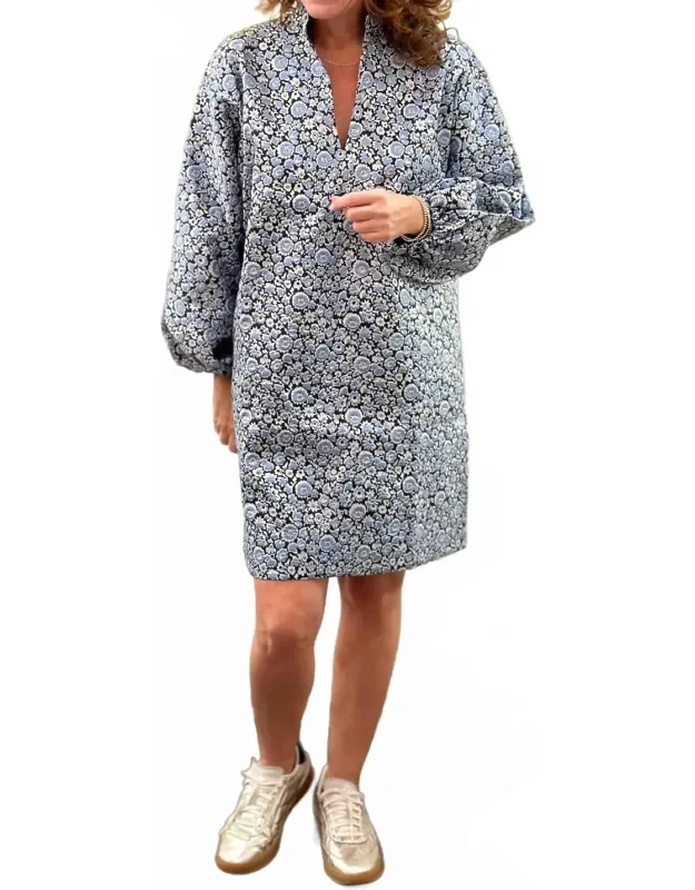 Betsy Collar Jacquard Floral Mini Dress