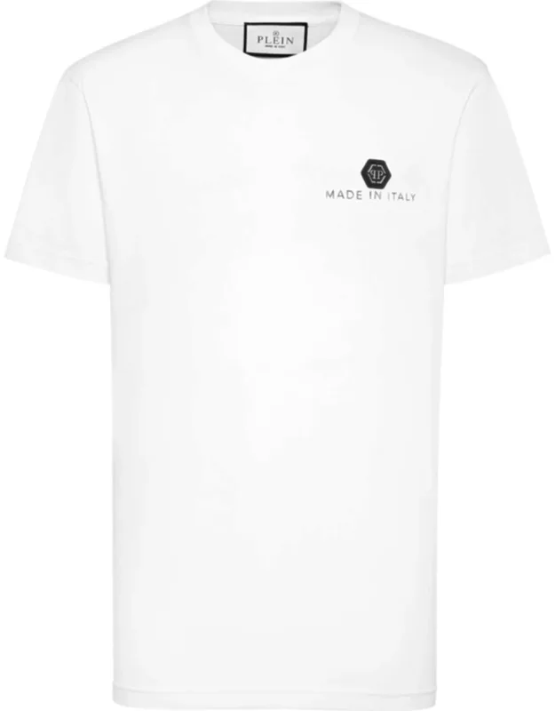 T-shirt With Round Neck And Hexagon Design