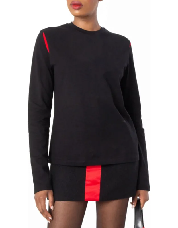 Stripe Print Long-sleeved Cotton T-shirt