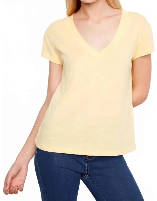 Organic Cotton Drop Shoulder V-neck T-shirt