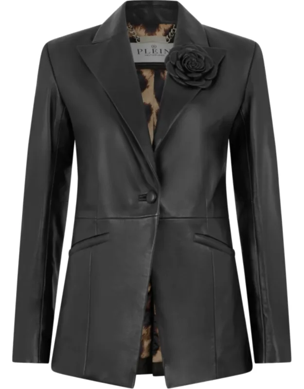 Fitted Leather Blazer