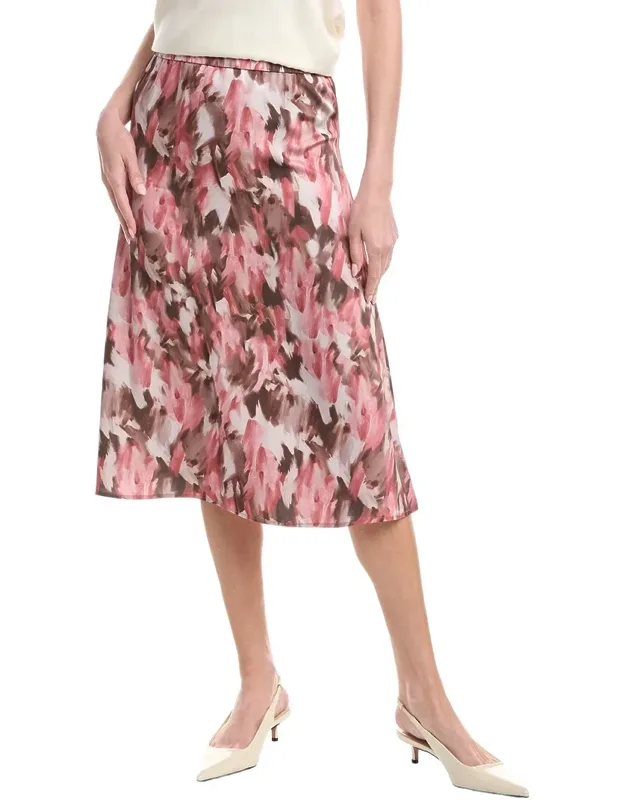 Printed Crepe De Chine Pull-on Midi Skirt