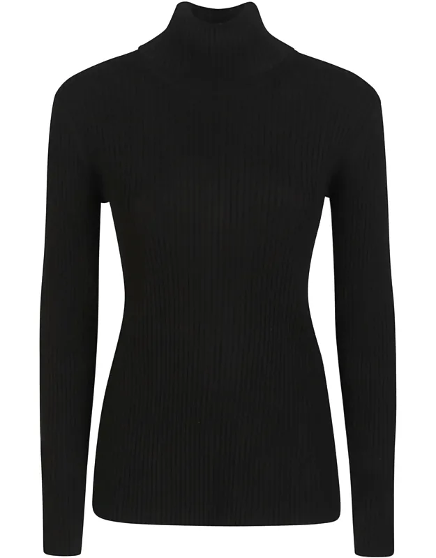 Ribbed Viscose Turtleneck Sweater
