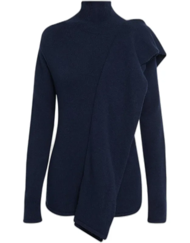 Turtleneck Wool-cashmere Ruffle Sweater