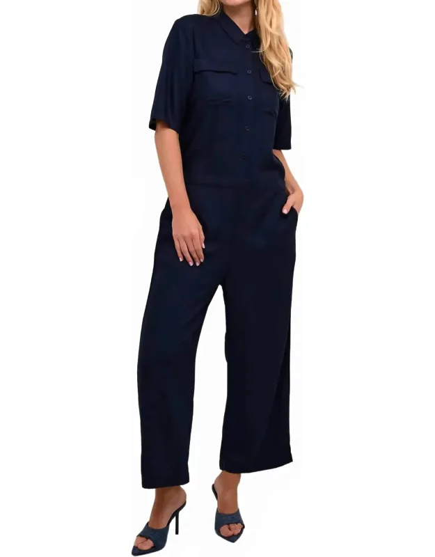 Cropped Leg Button Jumpsuit