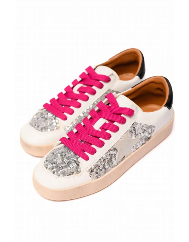 Another Round Sneakers In Silver Sequins