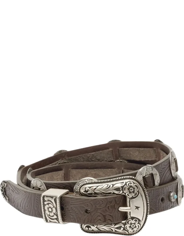 Lace Floral Embossed Leather Belt