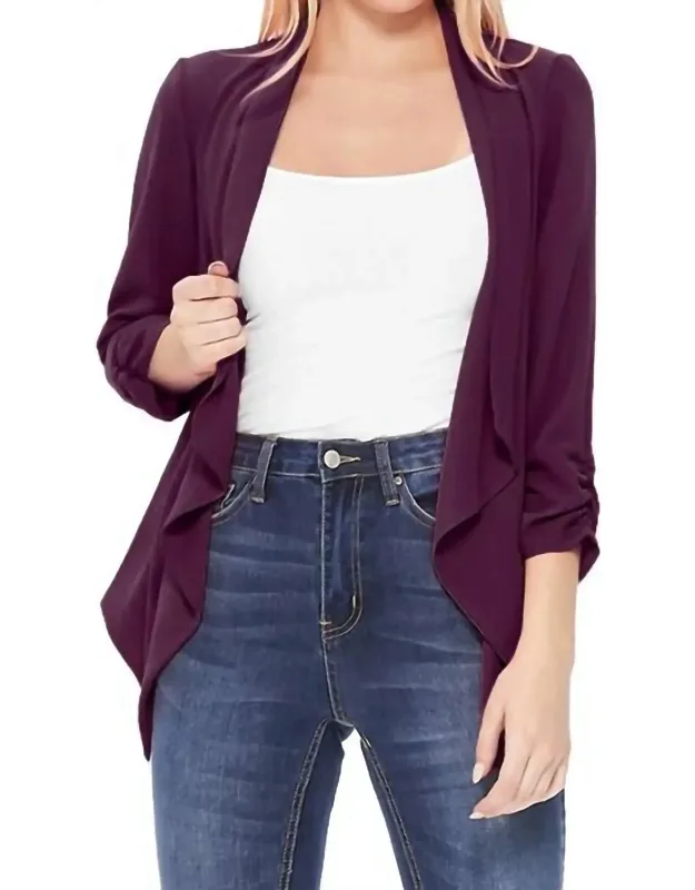 Open Front Waist Length Blazer Cardigan