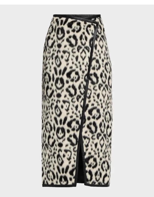 Leopard Faux Fur Wrap Skirt